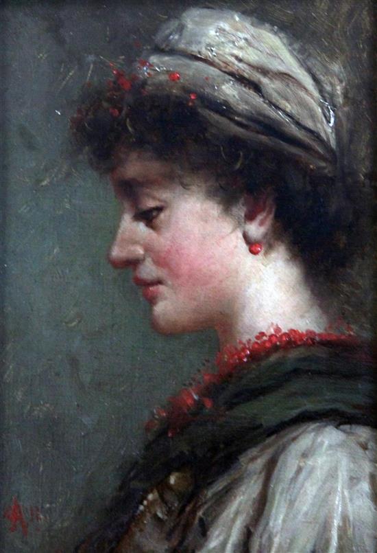 English School c.1890 Portraits of an English and a Turkish beauty 7.5 x 5.25in.